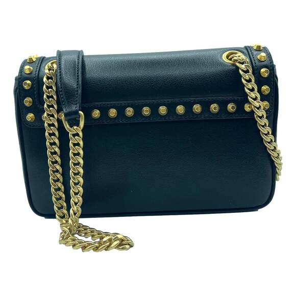 Prada Pattina Black Calf Leather Studded Flap Chain Crossbody - Picture 3 of 5